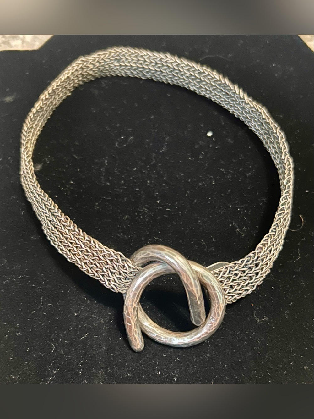 Sterling Silver Woven Knot Mesh Chocker Necklace